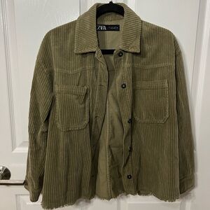 Zara Women's Olive Green Corduroy Shacket
